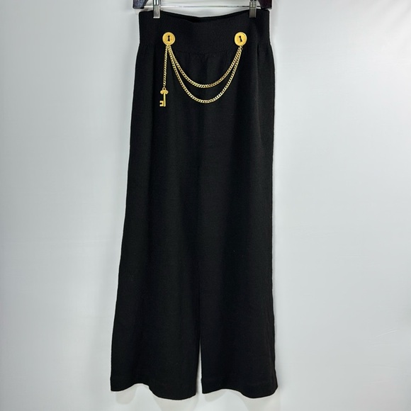Rich and Levy Medium key chain gold Black Wide Leg Pants - Picture 1 of 6